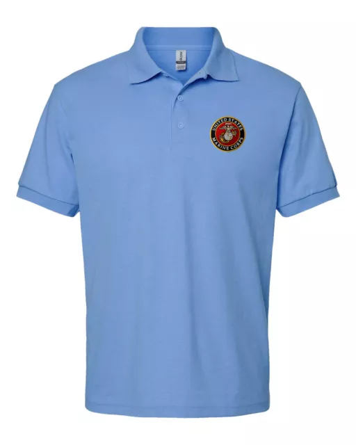 US MARINE CORPS Embroidered Carolina Blue Polo Shirt USMC Licensed -All ...