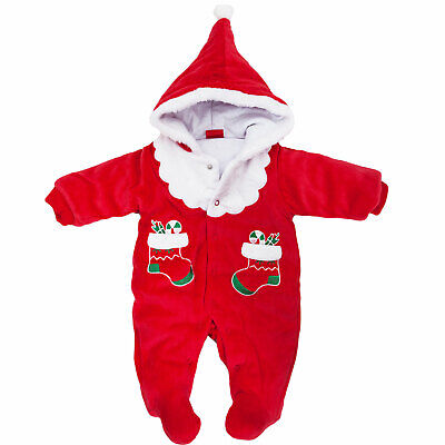 Bambino bambina unisex neonato tutina Babbo Natale cappellino pagliaccetto FC236