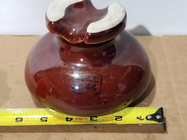 1044  Light Brown PINCO Antique Porcelain Telegraph Insulator