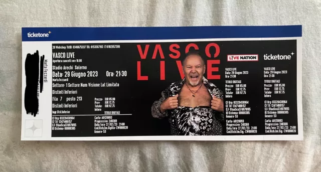Biglietto concerto Vasco Rossi - Salerno - 29 Giugno - ottima posizione