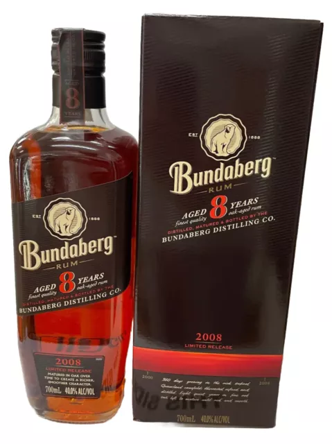 Bundaberg Rum 8 Year Old Rum, 2008 BOXED MINT CONDITION