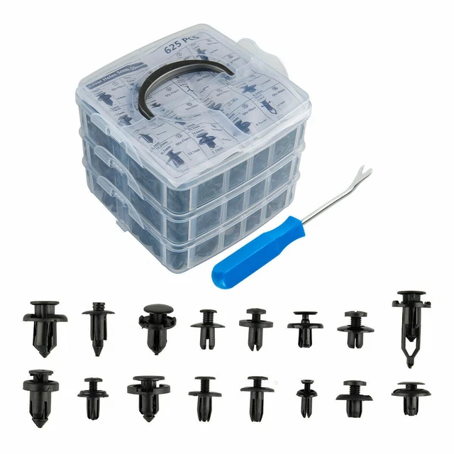 625Pcs Car Auto Push Retainer Clips & Plastic Fasteners Set For GM Toyota Honda
