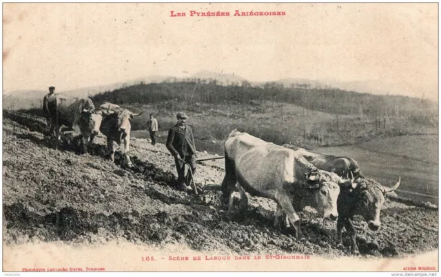 S692 - cpa 09 Scène de Labour dans le St Gironnais