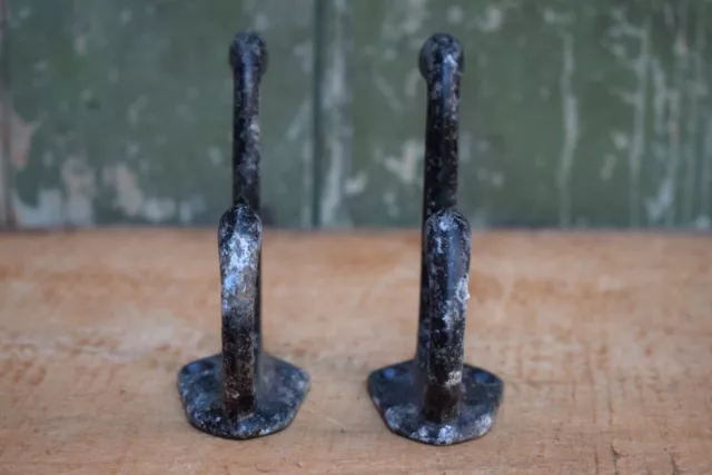 Pair of Reclaimed Coat Hooks peg rack stand vintage original antique old painted 3