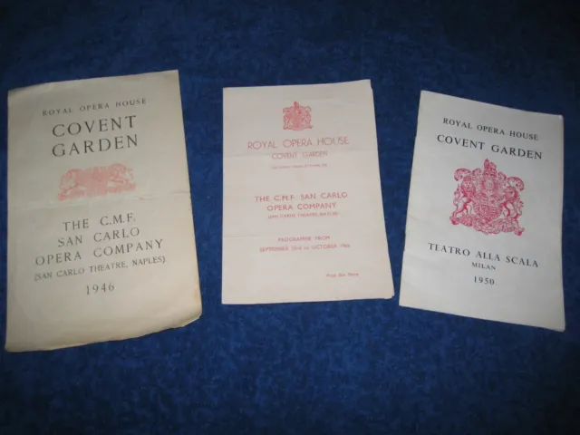 Royal Opera House Covent Gardens Programmes 1940/50'S X 3. (Free Postage)