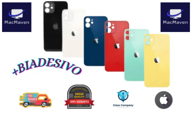 Back Cover Scocca Posteriore Vetro Per Apple Iphone 12 Con Logo