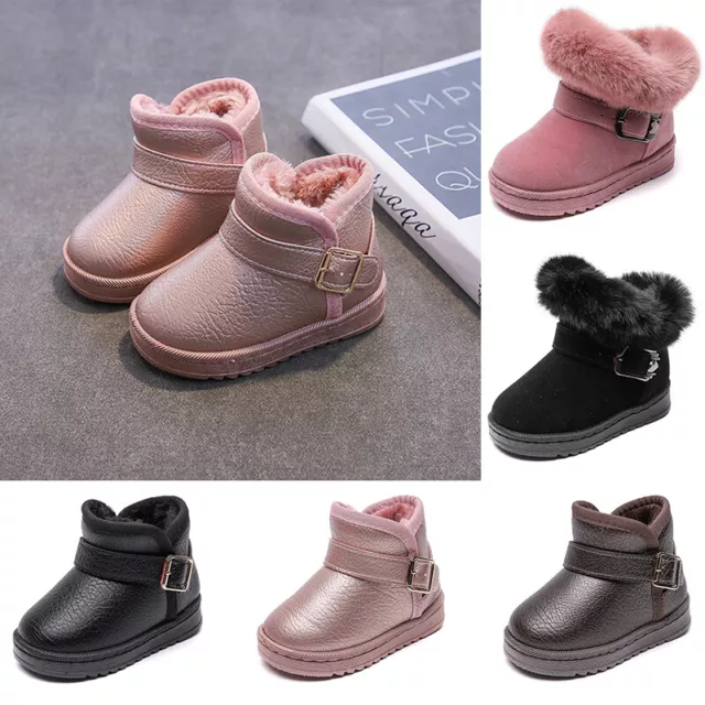 Girls Kids Boys School Ankle Boots Baby Toddlers Wedding Fur Snow Boots Shoes UK