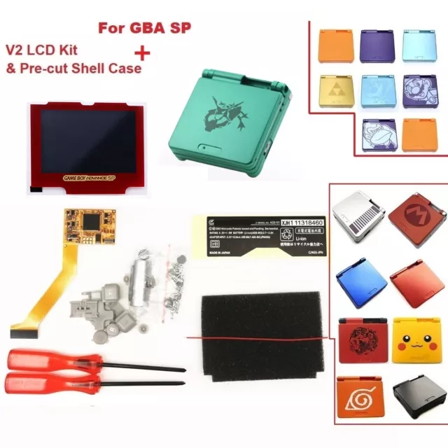 V2 IPS Backlight LCD Screen Kit With Pre-cut Shell Case For GBA SP -- Red Lens