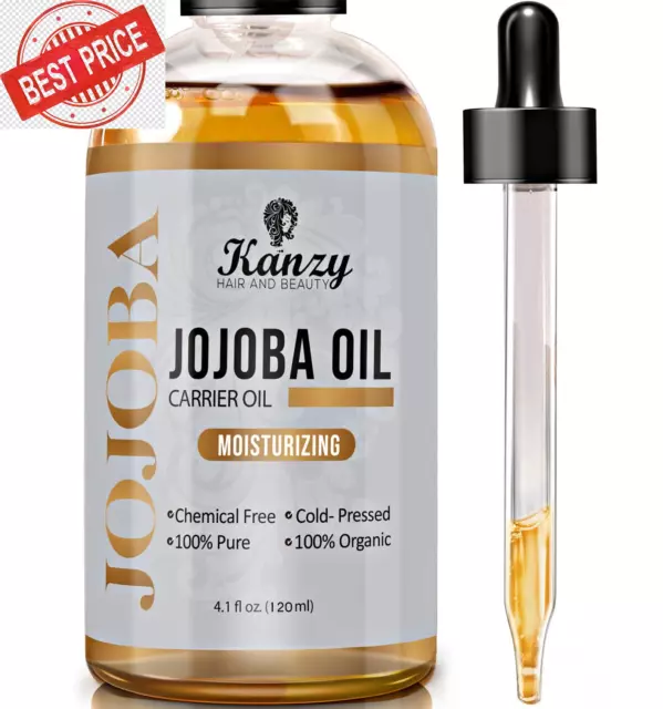 Kanzy Jojobaöl Bio Kaltgepresst 100% Rein Gold 120Ml Für Haut Haare Nägel Gesich