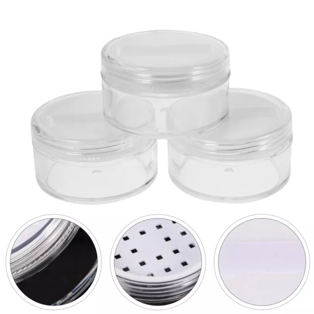 3 Pcs White Travel Loose Powder Case Cosmetic Cases for Traveling