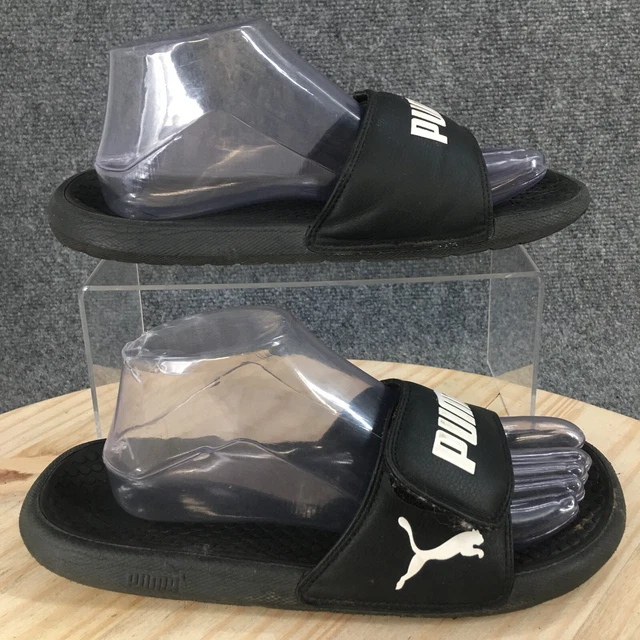 Puma Sandal Womens 8 Black Slide Slip On Open Toe Casual Comfort Flats Leather