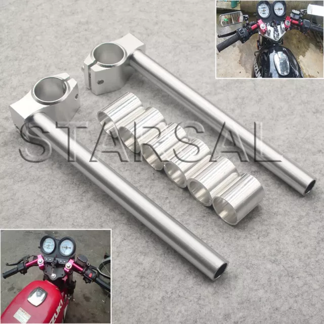 26/30/31/33mm Universal Silver CNC Adjustable Clip Ons Handlebars Racing Fork