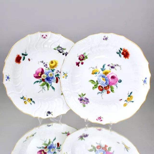 Meissen um 1765: 2 Schalen, Teller, Platte, Neubrandenstein, Blumen,