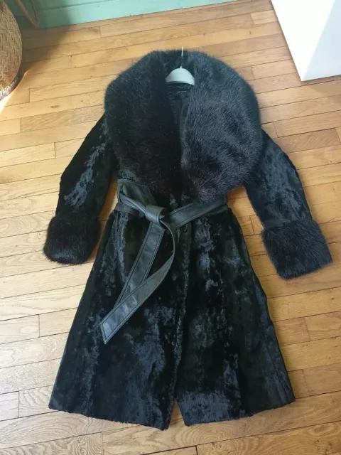 KAREN MILLEN 38 Superbe Manteau Noir 3 Fausse Fourrure Parfait Etat EUR 150 00 PicClick FR