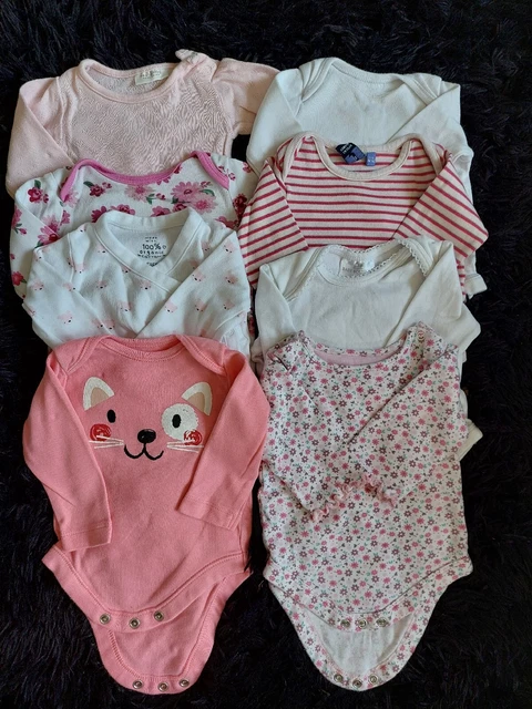 8 baby girls  vests Long Sleeve  0-3 months bundle