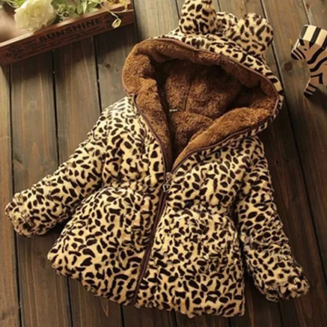 Warm Winter Toddler Baby girls Hooded Coat Leopard Outerwear Jacket Clothes New