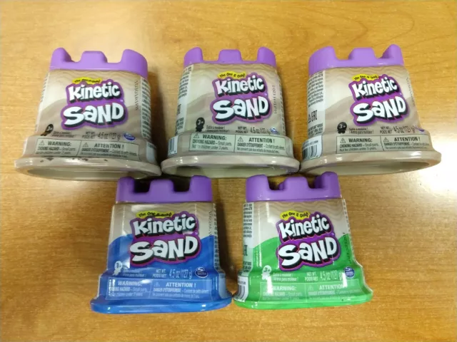5 Pack: Kinetic Sand Castle Brown, Green, Blue 4.5oz. ea. - E6D