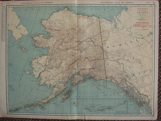 1922 Large America Map ~ Alaska Judical Division Steamship Lines Rand Mcnally