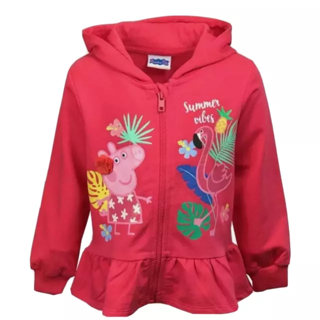 BNWT Peppa Pig Girls Cardigan Hooded Jacket Kids Childrens Toddler Summer Pink