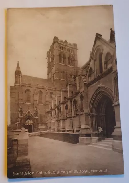 Vintage F.W.H. Postcard - Northside, Catholic Church of St John, Norwich  (b)