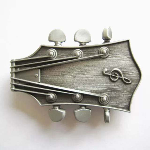 Guitar Head Music Musician Country Antique Silver Metal Belt Buckle