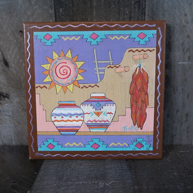 Tu-Oti Art Tile Terra Cotta Ceramic Arizona Southwest Signed Decor Western