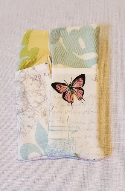 Handmade Travel Tissue Holder with Pocket; Blue, Floral, Butterflies