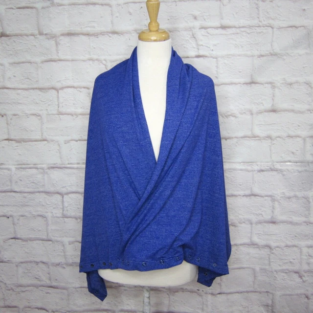 Lululemon Vinyasa Scarf *Rulu Tonka Stripe Heathered Pigment Blue Infinity Snaps