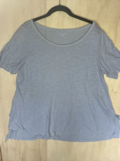 Eileen Fisher Womens Size Large top shirt blouse tee blue Organic Cotton Hemp