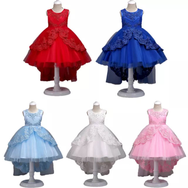 Flower Girls Kids Tulle Dress Princess Bridesmaid Wedding Birthday Party Gown