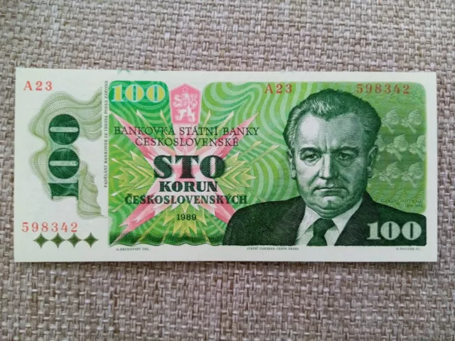 Czechoslovakia 100 Korun 1989 UNC Banknote Series A23 Tschechoslowakei Schein