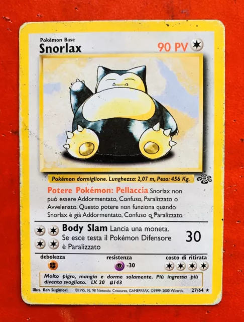 Lotto Carte Pokemon Snorlax 27/64 Jungle Rarissima