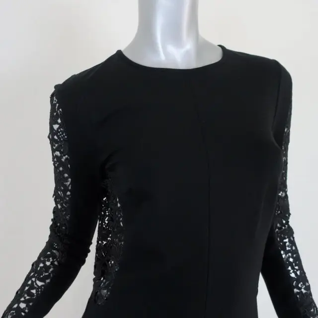 Stella McCartney Dress Black Lace-Paneled Jersey Size 42 Long Sleeve Sheath 2