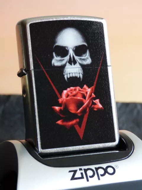 Zippo Lighter  Skull And Red Rose  2001125  New Original Packaging  A121