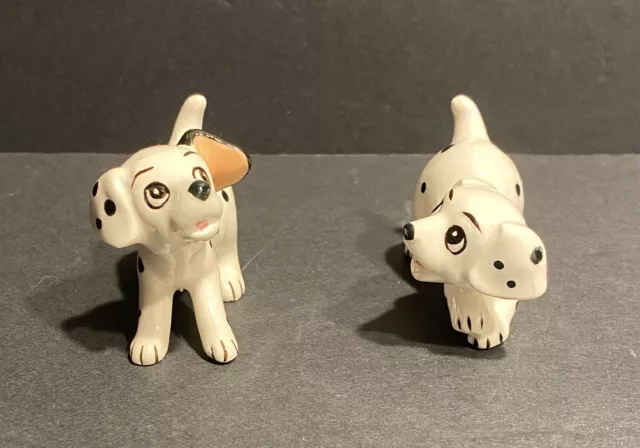 2 Ceramic Dalmatian Puppy Dog Figurines