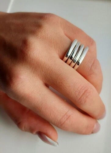 Square Cut Minimalist Ring Set Of 4 Statement Ring Chunky Nut Bolt Ring All Size