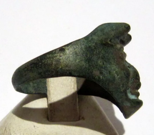 Very Rare 18th To 19th C Bronze Satanic Ring With A Head On Devil  # 124 3