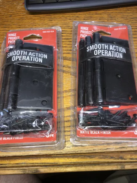*LOT OF 2* Everbilt 4 in. Matte Black Square Corner Smooth Action Hinge H10