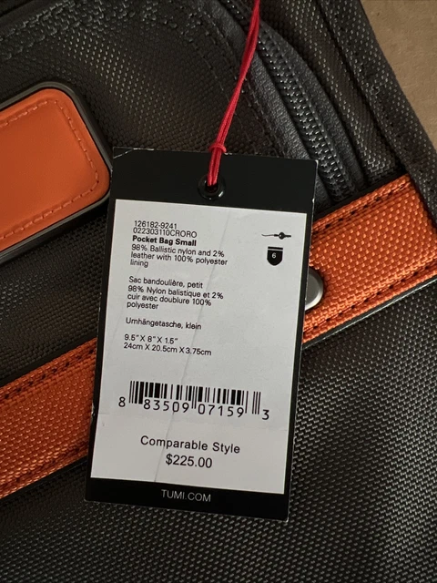 TUMI Alpha Pocket Bag Small Grey with Orange Trim $225 2