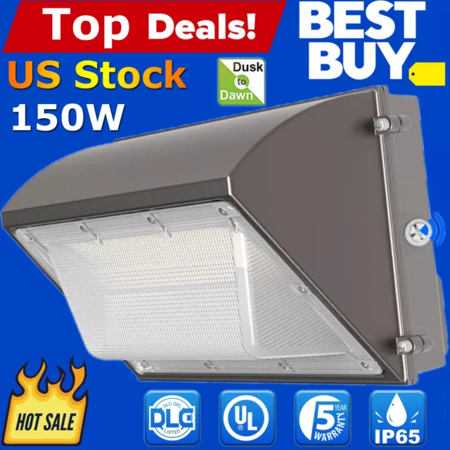 150W 5000K LED Wall Pack Light with Photocell, 18,000LM Outdoor LED Wall Lights