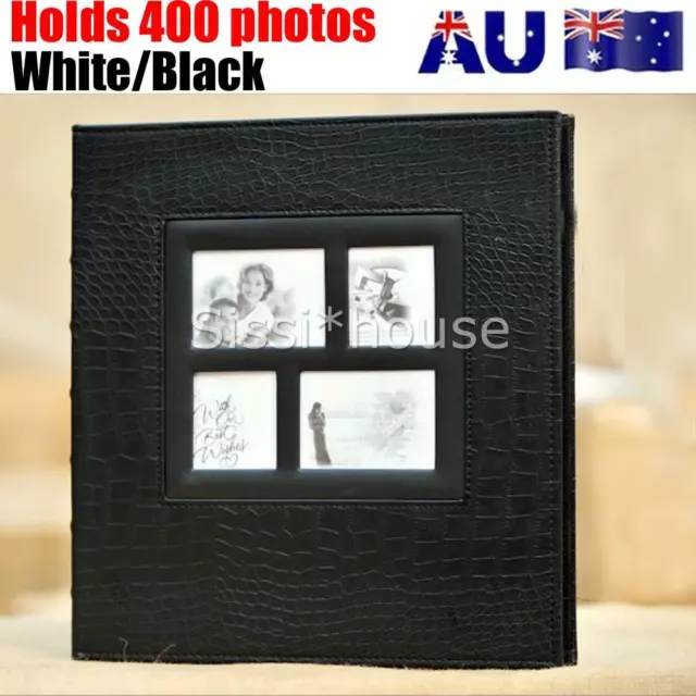 400 Pockets Photo Album  Slip In Photos 6" x 4" With Memo Acid Free Black/White