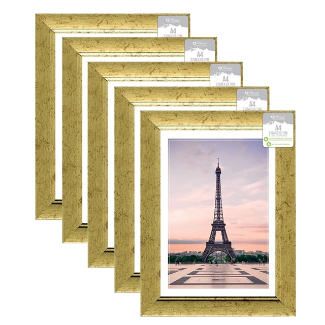[SET OF 5] Opera Gold A4 Certificate Photo Picture Frame Wall Mountable ...