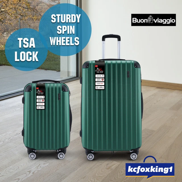 2PCS Luggage Suitcase Trolley Set Lightweight Travel Hard Case Organiser Green