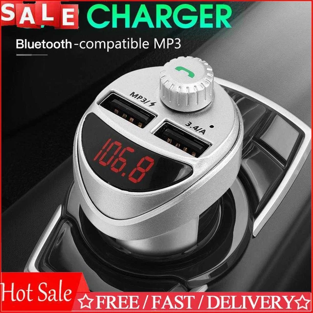 Caricabatterie auto trasmettitore FM doppio USB Bluetooth lettore audio MP3 compatibile
