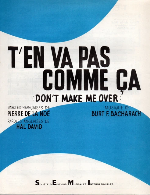 Partition GF 1963 cht gt acc piano - T'en va pas comme ça (Don't make me over)
