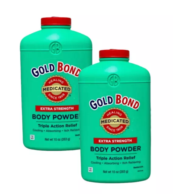 (2) Gold Bond Extra Strength Body Powder Medicated WITH TALC Original 10 oz Each