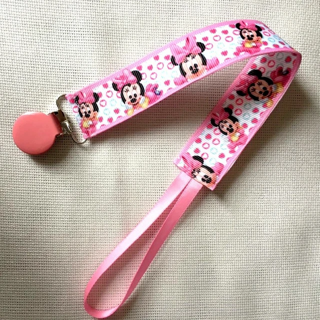 ATTACHE TÉTINE, SUCETTE, Souris Bébé Minnie Rose, Cadeau naissance Fille - AT32