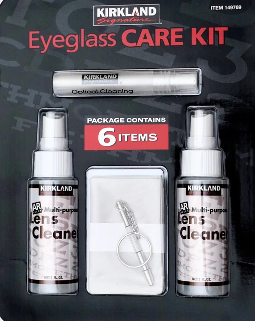 KIRKLAND EYEGLASS CARE Lens Kit Spray Cleaner Key Chain Screw Driver