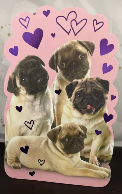 Valentines “LARGE” Greeting Funny Card Pug Dog Design