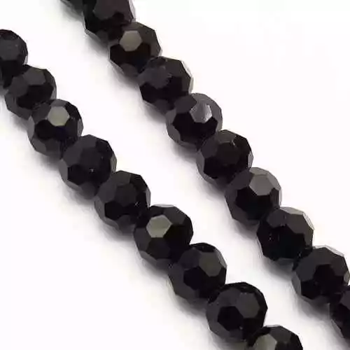 Lot de 40 perles à FACETTES 4mm en Cristal Noir pour création de Bijoux